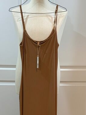 SKIMS Soft Lounge Ribbed Maxi Dress Camel Brown  NWT Bodycon Lounge Dress